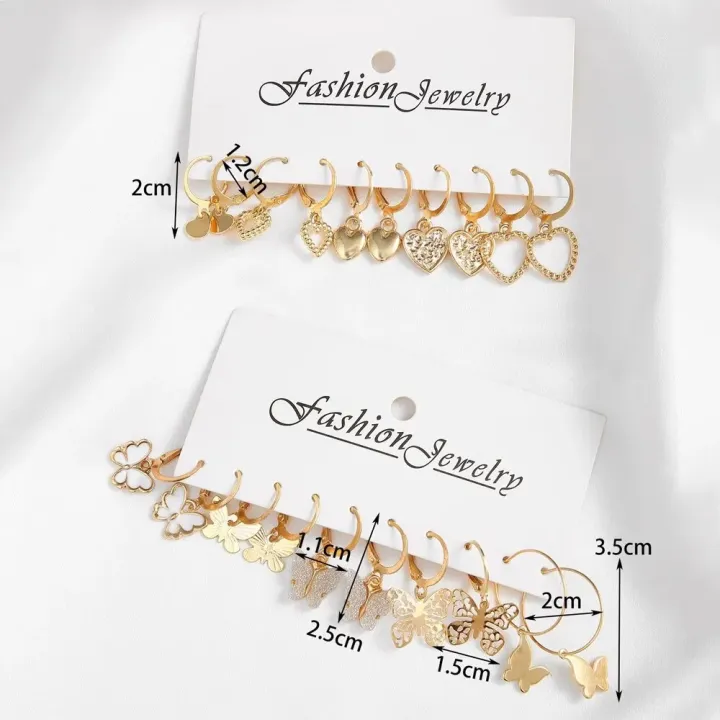 10pcs%20Gold%20Color%20Creative%20Simple%20Earrings%20Set%20for%20Women%20Fashion%20Temperament%20Hollowed-out%20Butterfly%20Love%20Earrings%20Jewelry%20Gifts%20-%20Image%206