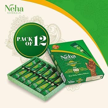 12 Pieces Neha Oil based Green Mehedi Cone