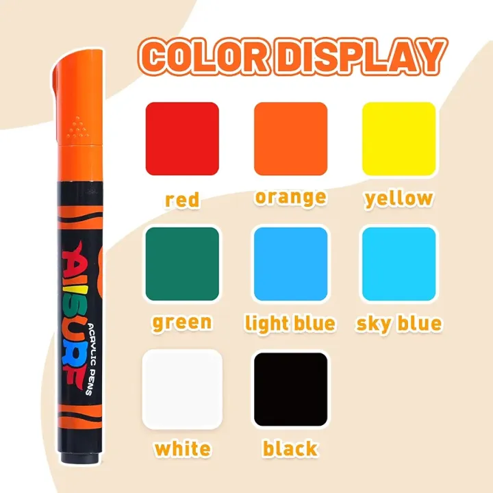 YPLUS%20Acrylic%20Paint%20Pens%20for%20Kids,%20Permanent%20Fabric%20Markers%20Waterproof,%20Acrylic%20Markers%20Painting%20for%20Rock%20Clothes%20Wood%20and%20More%20-%208%20Colours%20-%20Image%203