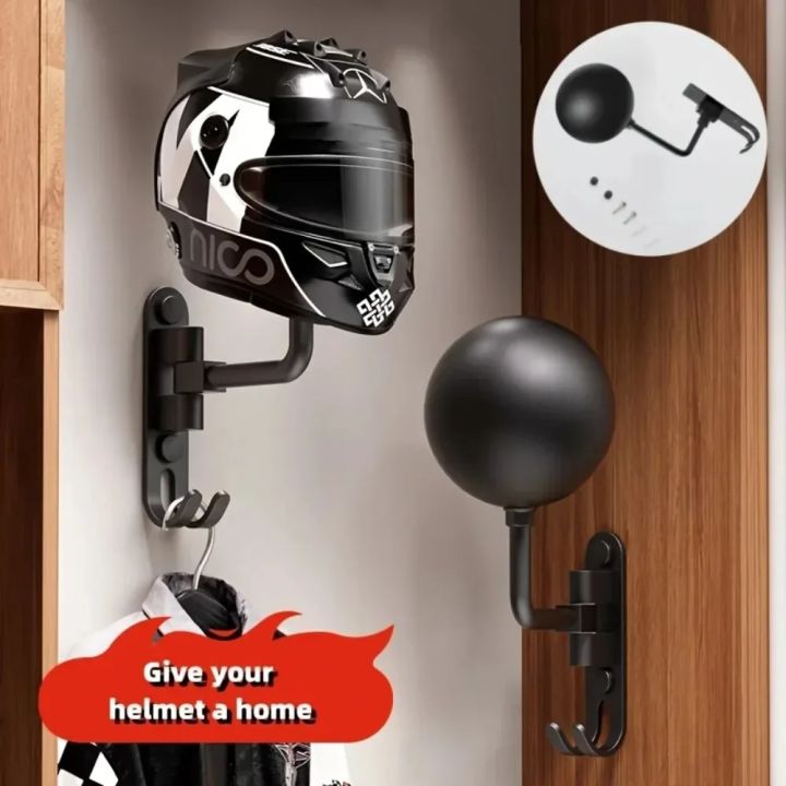 Wall%20Mount%20Helmet%20Holder%20Motorcycle%20Helmet%20Rack%20180%C2%B0%20Rotation%20Helmet%20Hanger%20With%20Hooks%20For%20Coats%20Caps%20Bike%20Baseball%20Rugby%20Helme%20-%20Image%202