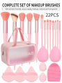 1pc Multifunctional Zipper Cosmetic Bag (Waterproof) + 21pcs/Set Makeup Tools Set. 