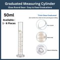 50ml Glass Measuring Cylinder Graduated ( 1 to 6 Pcs ) | Borosilicate 3.3 Heat & Chemical Resistant Glassware | Precise Liquid Measurement Tool for Kitchen, Educational Learning, DIY Projects, Home Experiments, Industrial & Household Use. 