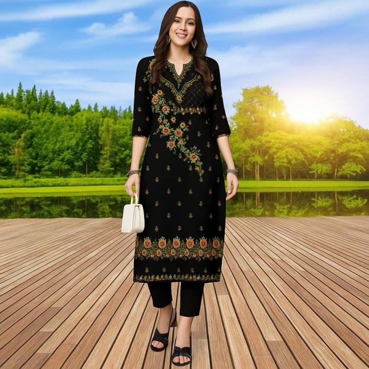 Muslim Kurtta Women's Fashionable Comfortable Kurt Dress 2026 Straight Tube Flowers Casual Ethnic Middle Eastern Arabic Dress