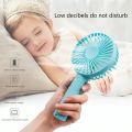 Portable mini rechargeable travel fan for indoor and outdoor use.