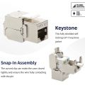 ZOERAX 2PCS Cat6a Cat7 Keystone Jack Cat7 RJ45 STP Tool-Less Type Zinc Alloy Module Jacks Adapter Coupler for 22 to 26 AWG.