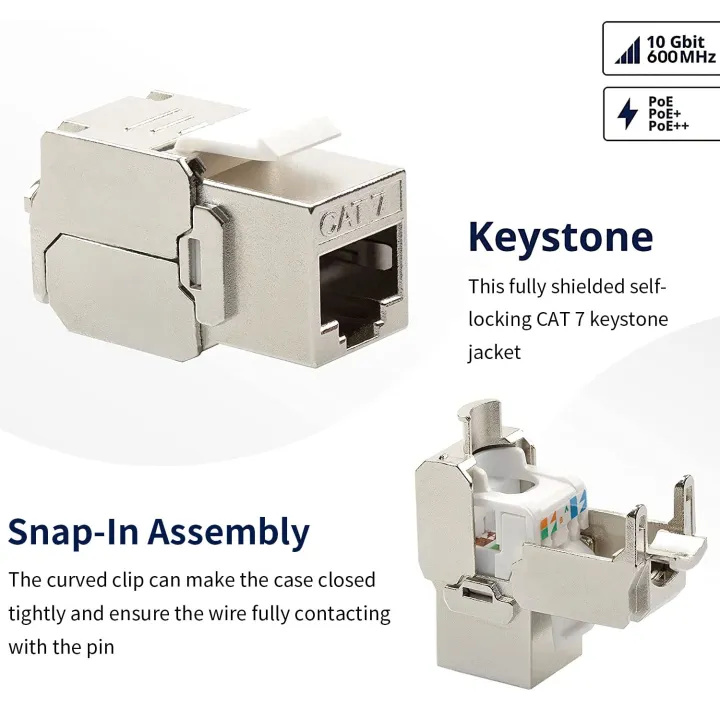 ZOERAX%202PCS%20Cat6a%20Cat7%20Keystone%20Jack%20Cat7%20RJ45%20STP%20Tool-Less%20Type%20Zinc%20Alloy%20Module%20Jacks%20Adapter%20Coupler%20for%2022%20to%2026%20AWG%20-%20Image%202