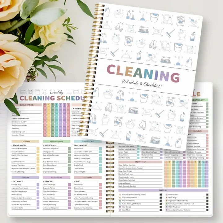 ADHD%20Cleaning%20Schedule%20Planner%7CDaily%20Weekly%20Monthly%20Housekeeping%20Organizer%7CHome%20Chore%20Checklist%20Book%7CSpiral%20A5%20Cleaning%20Notebook%20-%20Image%204
