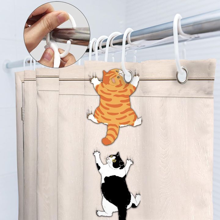 Cat%20Shower%20Curtain%20Kids%20Funny%20Cute%20Lovely%20Cartoon%20Kitten%20Pet%20Animal%20Climbing%20Door%20Hilarious%20Modern%2012%20Pack%20Hooks%20Polyester%20-%20Image%205