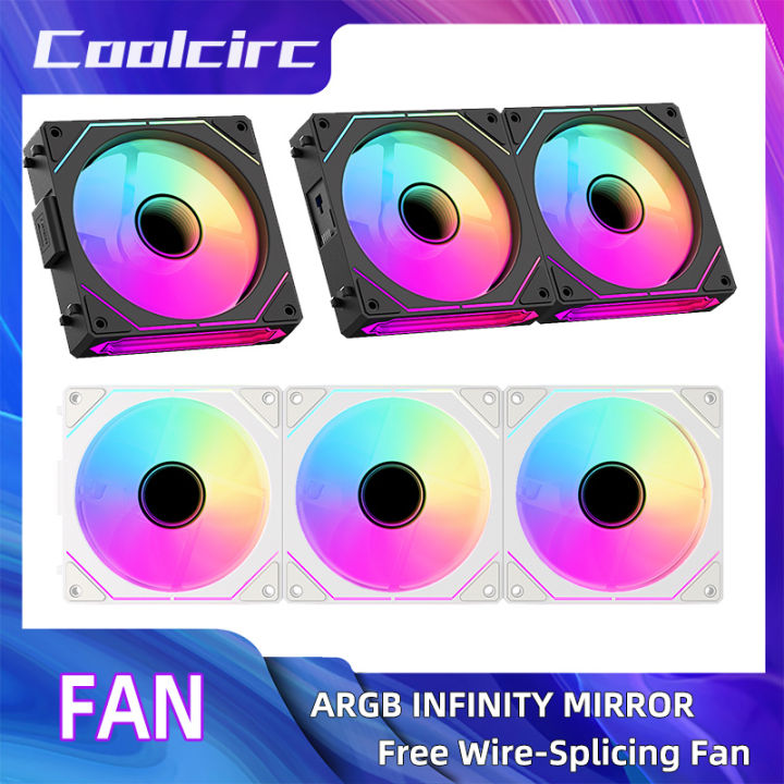 COOLCIRC PC Case Fan 120mm ARGB Mirror Cycle Light Effect CPU Cooler ...