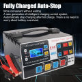 High Frequency Pulse Repair Car Battery Charger EU Plug 12V/24V 220W Fully Automatic LCD Display High Power. 