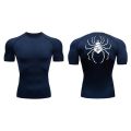 Y2K Spider Print Compression Tshirt Men's Casual Tight T-shirt Gym Fitness Summer Shirt Quick Dry Running Sportwear. 