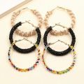 6 Pieces Summer Exaggerated Ladies Color Handmade Rice Bead Hoop Earrings All-match Casual Earrings Jewelry SetAll-match CAS. 