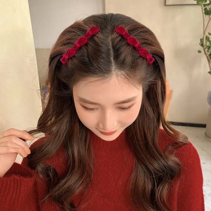 Fashion%20Braided%20Hair%20Clips%20Korean%20Style%20Flocking%20Sweet%20Cute%20Hair%20Clips%20for%20Girls%20Summer%20Bangs%20Side%20Clip%20%7C%20Maroon%20-%20Image%202