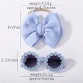 2Pcs/Set Kids Camping Sunglasses Headband Baby Unglasses Elastic Nylon Bohemia Seaside Sun Glasses Bow Headwear. 