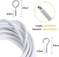 5 Meter Curtain Wire Rod Expanding High Quality Curtain Wire Plastic-coated Curtain Rope Spring Rope Curtain Lanyard/ Curtain Rod Curtain Wire and Hooks Set,Curtain Wire with Screw-in Hooks for Net Curtain Rod. 