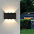 LED Wall Lamp Outdoor/Indoor Wall Sconce Waterproof IP65 Aluminum Black Rectangular Patio Light Up & Down Projection Light. 