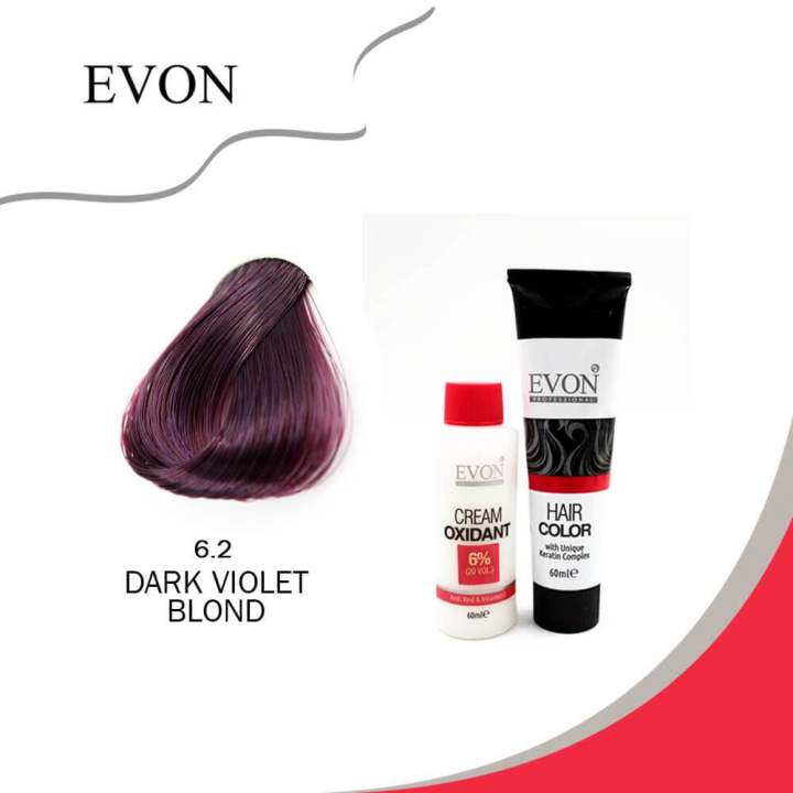 EVON PROFESSIONAL HAIR COLORS ( hair colour cream 60ml + developer 12 % ...