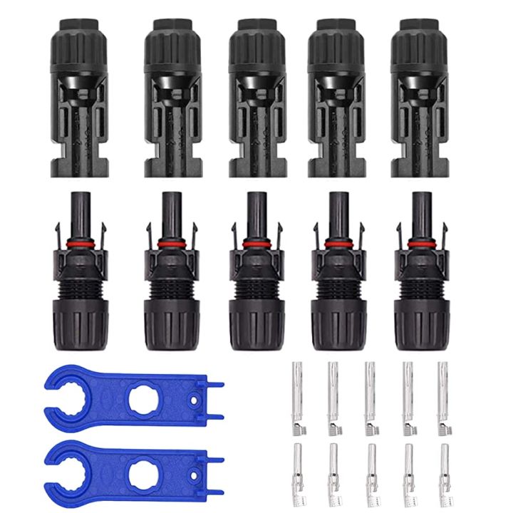 5 Pairs Solar Connectors Male/Female IP67 Waterproof Solar Panel Cable Connectors with Spanners