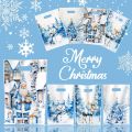 10/20/50pcs Blue Christmas Candy Bags Santa Claus Snowman Gift Handheld Bags Christmas Decor 2025 Winter Holiday Party Favors.