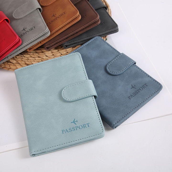 Leather Passport Holder Covers Case Waterproof Travel Credit Card Wallet Cute Passport Book for Women/Men Buckle Passport Cover