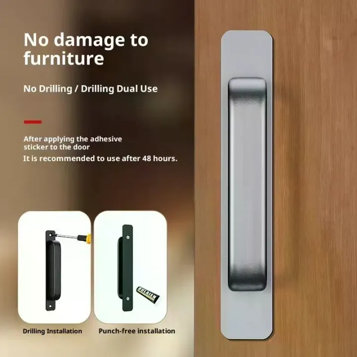 Window Sticker Handle Aluminum Alloy Drill-free Handle Glass Sliding Door Window Drawer ...