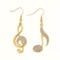 Exquisite Rhinestone Music Symbol Pendant Drop Earrings Fashion Asymmetric Earrings Women's Elegant Trendy Party Jewelry. 