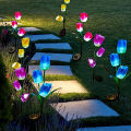 Solar LED Light Outdoor Tulip Rose Flower Lamp Landscape Garden Decor Lawn Lamp Waterproof Garden Lights Outdoor Solar Lights. 