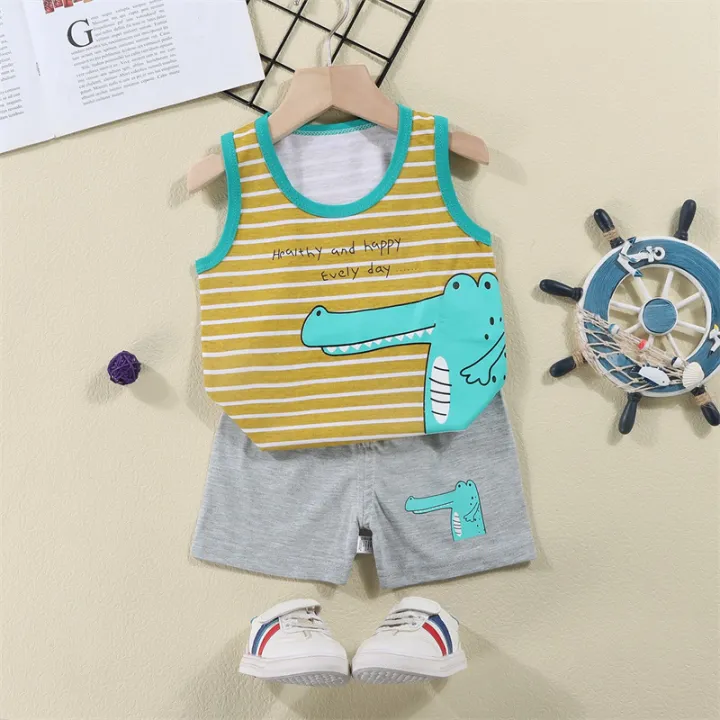 Kids%20Cartoon%20Vest+Shorts%20Clothes%20Set%20Summer%20Boys%20Girls%20Soft%20Cotton%20Nightwear%20T-Shirts%20Shorts%20Pajama%20Suit%20%20Casual%20Sport%20Clothing%20-%20Image%202