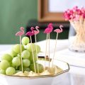 100pcs Hawaii Flamingo Pineapple Disposable Bamboo Food Pick Dessert Fruit Forks for Tropical Beach Birthday Wedding Party Decor. 