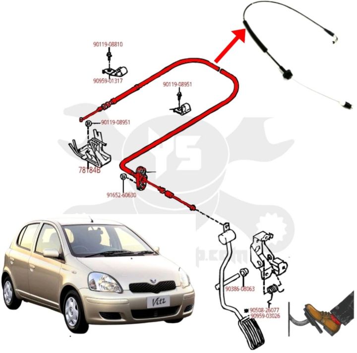 Vitz 1999- 2004 Acceleration Cable ( 1 ) piece For Toyota Vitz Race ...