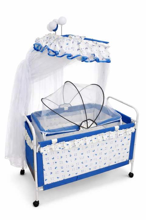 Baby Cradle Cot with Mosquito Net & Canopy – Foldable Infant Bed ...