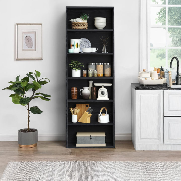 6-Tier 20 inch Bookcase and Bookshelf, Floor Standing -Story High Bookshelf, Shelf Display Storage Rack, Home Decorative Furniture, Suitable for Home Offices, Living Rooms, and Bedrooms, 72/20