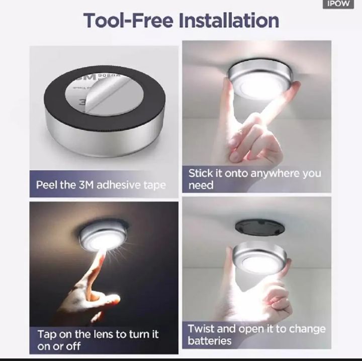 Led Lamp Click Mini LED light 3in1, wireless, just stick and click push touch lamp ...