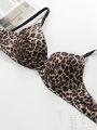 Women's leopard print lingerie set with steel ring gathering push up bra comfortable close fitting lingerie set B2087.