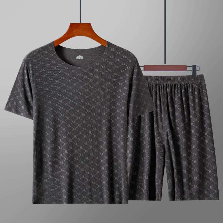 Men's%20Hot%20Selling%20Summer%20Printed%20Ice%20Silk%20Home%20Suit%20Set,%20Tencel%20Casual%20Silk%20Smooth%20and%20Cool%20Sleepwear%20Short%20Sleeved%20Shorts%20Set%20-%20Image%203