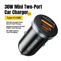 Product pd30w USB mini car charger type-C fast charge for Huawei IP Samsung type C PD QC 3.0 Mobile SUV car battery charger. 