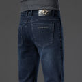 2025 Autumn Winter New High Elasticity Men's Business Jeans Haze Blue Black Gray Denim Trousers Men's Pants Work Clothes Brand. 