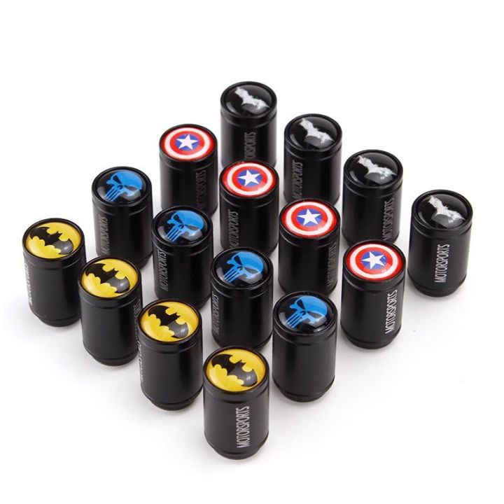Shipped from Thailand🇹🇭Batman with ton America air valve caps for car wheel tire round capacity [4 pieces] air stem car tire valve caps air valve caps