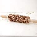 Arjmide 35X4.5CM European Retro Flower Window Grilles Deep Engraved Wooden Embossed Cookies Rolling Pin for Baking 3D Mold ZM006. 