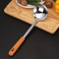 Wooden Handle Stainless Steel Wok Spatula Rice Spoon Frying Cooking Utensils. 