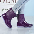 Four Seasons Jelly Anti Slip Thick Fashion New Waterproof Shoes for Women Wear Wear Wear Resistant Short Tube Rain Boots 2026.
