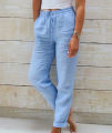 Cotton Linen Summer Pants for Women High Waist Elastic Casual Trousers Streetwear Solid Female Clothes 2026 Loose Pencil Pants.