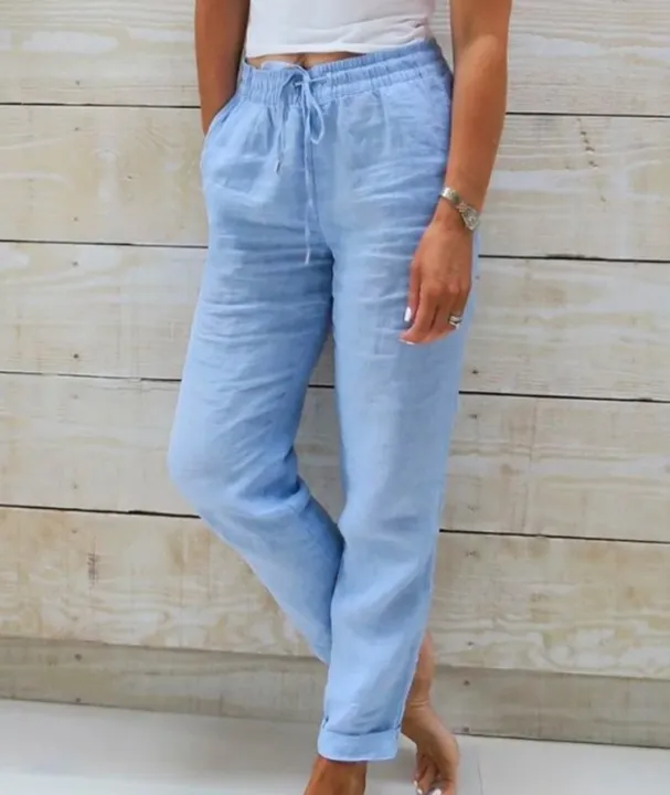 Cotton%20Linen%20Summer%20Pants%20for%20Women%20High%20Waist%20Elastic%20Casual%20Trousers%20Streetwear%20Solid%20Female%20Clothes%202026%20Loose%20Pencil%20Pants%20-%20Image%202