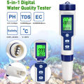 5-in-1 Digital Water Quality Testing Meter | pH, TDS, EC, Salinity & Temperature Tester (with free battery).