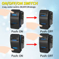 Marine Rocker Switch 12V 20A 3 Position ON Off ON Latching DPDT 7 Pin 3 Way Car Toggle Switch Blue LED Light with Wire. 