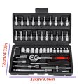 1 Set of 46-Piece Car Repair Tool Set, Ratchet Wrench Tool Box, Car Maintenance Socket Repair Kit, Hardware Kit, Multifunctional Car Repair Tool Kit. 