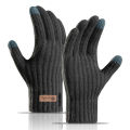 2025 New Men's Warm Gloves Winter Touchscreen Plus Fleece Gloves Cold Warm Wool Knitted Gloves.
