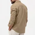 New Men Shirts Long Sleeve Casual Spring Summer Retro Work Multi-pocket Slim Social Business Casual Blouse Solid Color Shirt. 