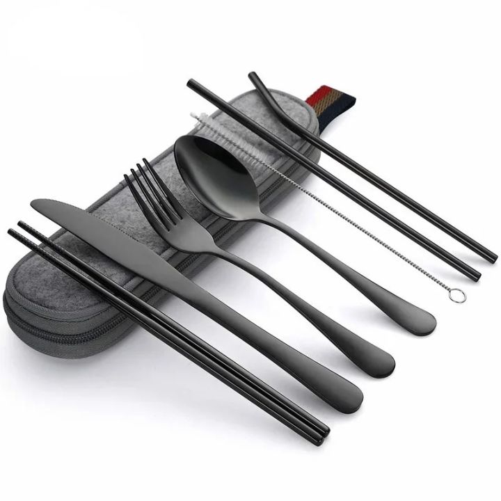 8Pcs/set%20Tableware%20Reusable%20Travel%20Cutlery%20Set%20Camp%20Utensils%20Set%20with%20Stainless%20Steel%20Spoon%20Fork%20Chopsticks%20Straw%20Portable%20Case%20-%20Image%207