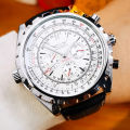 Men's Luxury Pilot Watch - Automatic Mechanical Movement, 24-Hour Display, Faux Leather Strap - Perfect for Business or Casual Wear.